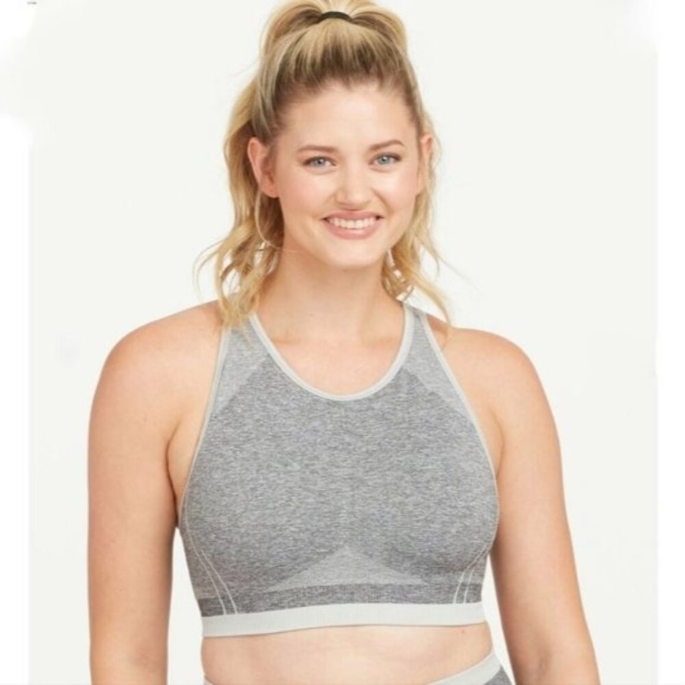 Spanx Seamless Sculpt Sports Bra Size Large Spacedye Cloudy Grey NWT